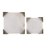 EV22963-02#S/2 6/8" Ascend Alabaster And Metal Tray, Wht