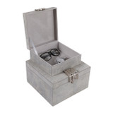 EV23009#S/2 7/9" Glouster Silver Hair On Hide Boxes