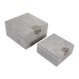 EV23009#S/2 7/9" Glouster Silver Hair On Hide Boxes