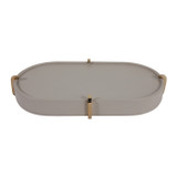 EV23012#16" Hamden Taupe Leather Tray