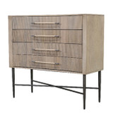 EV23086#42" Louvinar Curved 4 Drawer Chest, Brown