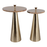 EV23139#S/2 22/24" Stark Brown Marble Cocktail Tables