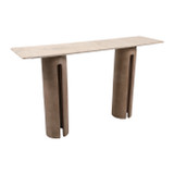 EV23376#54" Montock Wood And Travertine Console Table, Kd