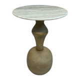 EV23379#22" Caliber Wood And Marble Accent Table