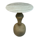 EV23379#22" Caliber Wood And Marble Accent Table