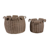 EV23438#S/2 10/12" Flora Rattan Baskets