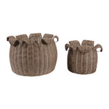 EV23438#S/2 10/12" Flora Rattan Baskets