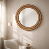 EV23462#37" Ula Banana Leaf Woven Wall Mirror