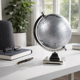 EV23490#12" Rinnar Black And Silver Metal Globe