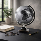 EV23490#12" Rinnar Black And Silver Metal Globe