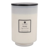 EV80589-02#10" 88oz Blanc Saffron & Suede Glass Candle Wood L