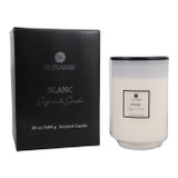 EV80589-02#10" 88oz Blanc Saffron & Suede Glass Candle Wood L