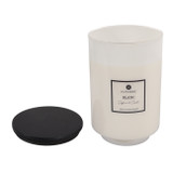 EV80589-02#10" 88oz Blanc Saffron & Suede Glass Candle Wood L