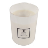 EV80589-02#10" 88oz Blanc Saffron & Suede Glass Candle Wood L