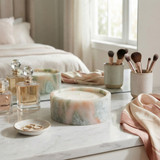 EV80592-04#4" 30oz Cashmere Vanilla & Musk Marb Stone Candle