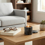 EV80592-05#4" 9oz Small Hazel Amber & Oak Marble Stone Candle