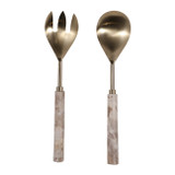 EV23522-01#S/2 11" Seville Beige Marble Salad Utensil Set 