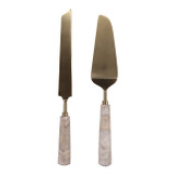 EV23522-02#S/2 13" Seville Beige Marble Cake Utensil Set 