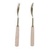 EV23525-01#S/2 11" Sheffield Travertine Salad Utensil Set 