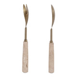 EV23525-01#S/2 11" Sheffield Travertine Salad Utensil Set 