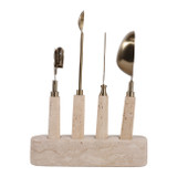 EV23527#S/4 12" Sheffield Travertine Bar Tool Set 
