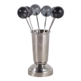 EV23528#S/6 5" Shreve Black Luster Glass Pick Set 