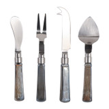 EV23529#S/4 7" Shreve Black Luster Glass Cheese Knife Set 