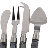 EV23529#S/4 7" Shreve Black Luster Glass Cheese Knife Set 