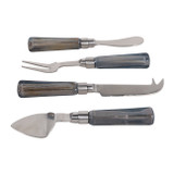 EV23529#S/4 7" Shreve Black Luster Glass Cheese Knife Set 