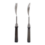 EV23530-02#S/2 11" Shreve Black Luster Glass Salad Utensil Se