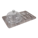 EV23531#S/5 16x10" Amherst Stone Cheeseboard And Knife Set