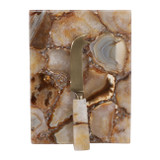 EV23532#S/2 8x6" Euclid Brown Agate And Marble Cheeseboard