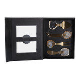 EV23533#S/4 5" Euclid Brown Agate Cheese Knife Set 