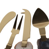 EV23533#S/4 5" Euclid Brown Agate Cheese Knife Set 