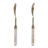 EV23539-01#S/2 11" Knolls Gold Salad Utensil Set In Gift Box