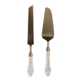 EV23539-02#S/2 13" Knolls Gold Cake Utensil Set In Gift Box