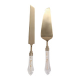 EV23539-02#S/2 13" Knolls Gold Cake Utensil Set In Gift Box