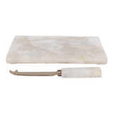 EV23543#S/2 8x6" Sylvania White Quartz Cheeseboard And Kni
