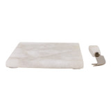 EV23543#S/2 8x6" Sylvania White Quartz Cheeseboard And Kni