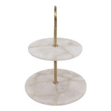 EV23544#14" Sylvania White Quartz 2-tiered Tray