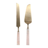EV23547#S/2 13" Urbana Rose Quartz Cake Utensil Set 