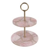 EV23549#14" Urbana Rose Quartz 2-tiered Tray