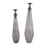 EV23566#S/2 17"/19" Wauseon Glass Bottles W/metal Stoppers