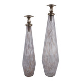 EV23566#S/2 17"/19" Wauseon Glass Bottles W/metal Stoppers