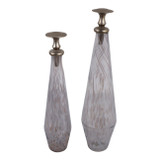 EV23566#S/2 17"/19" Wauseon Glass Bottles W/metal Stoppers