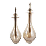 EV23567-01#S/2 16"/18" Waverly Glass Bottles W/metal Stoppers