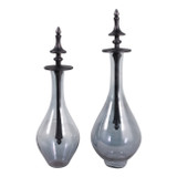 EV23567-02#S/2 16"/18" Waverly Glass Bottles W/metal Stoppers