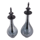 EV23567-02#S/2 16"/18" Waverly Glass Bottles W/metal Stoppers