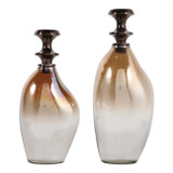 EV23568-02#S/2 11"/13" Wellston Glass Bottles W/metal Stopper