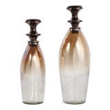EV23568-02#S/2 11"/13" Wellston Glass Bottles W/metal Stopper